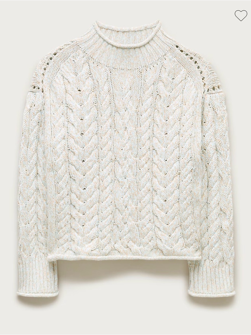 J. Crew Rollneck™ cable-knit sweater in marled heritage cotton